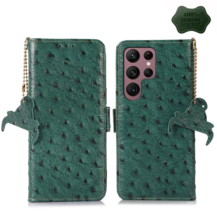 Ostrich Pattern Genuine Leather RFID Phone Case