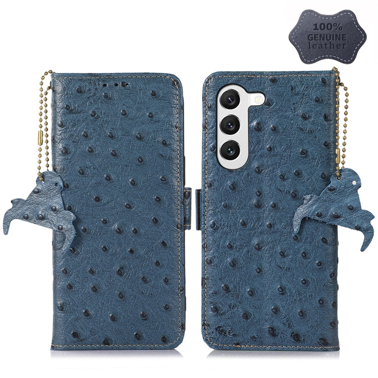 Ostrich Pattern Genuine Leather RFID Phone Case