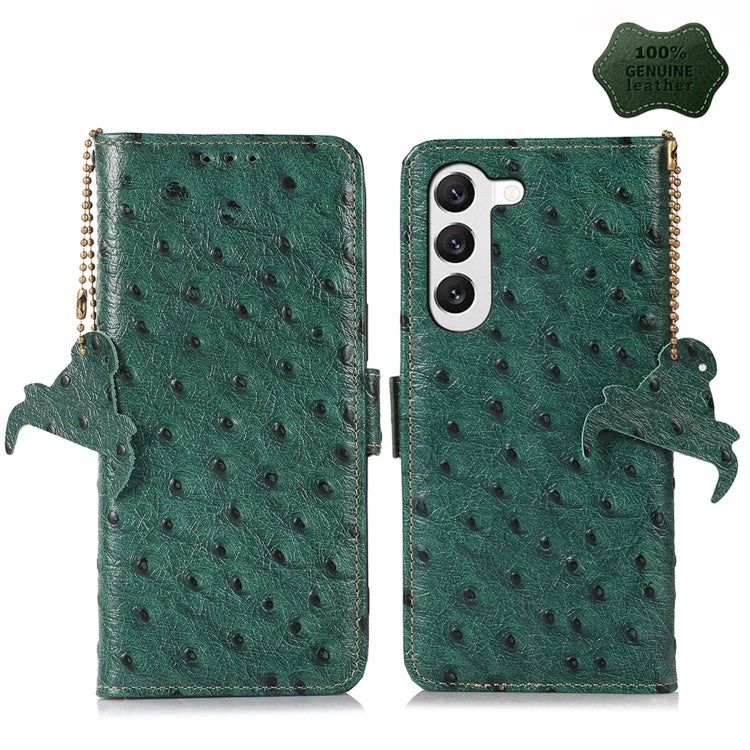 Ostrich Pattern Genuine Leather RFID Phone Case