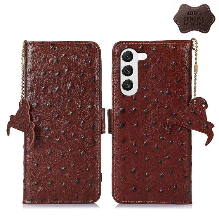 Ostrich Pattern Genuine Leather RFID Phone Case