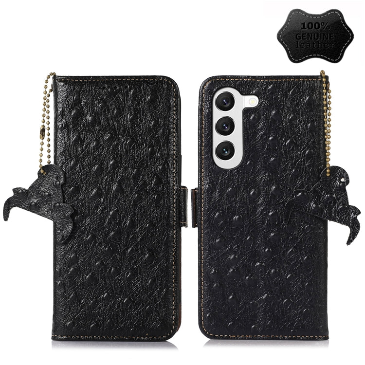 Ostrich Pattern Genuine Leather RFID Phone Case