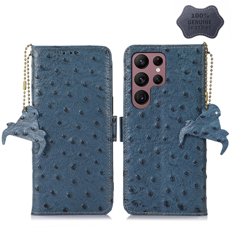 Ostrich Pattern Genuine Leather RFID Phone Case