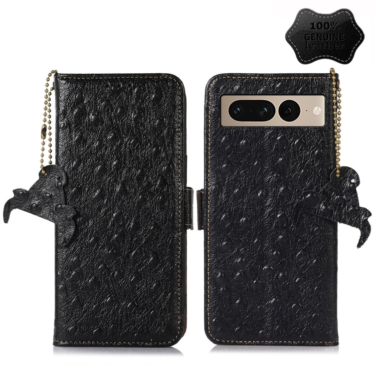 Ostrich Pattern Genuine Leather RFID Phone Case