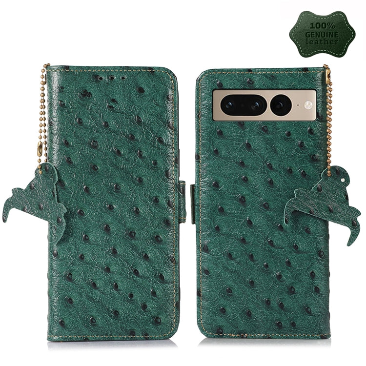 Ostrich Pattern Genuine Leather RFID Phone Case