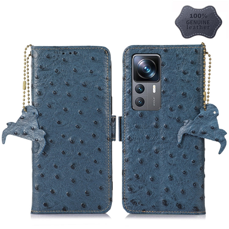 Ostrich Pattern Genuine Leather RFID Phone Case