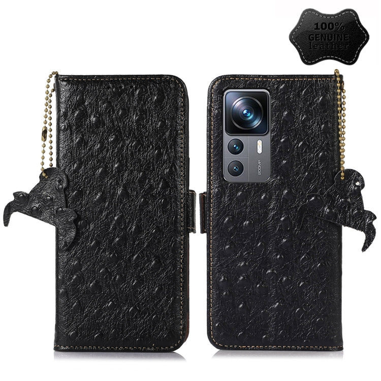 Ostrich Pattern Genuine Leather RFID Phone Case
