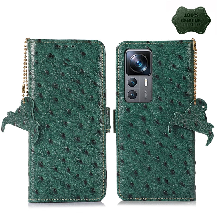 Ostrich Pattern Genuine Leather RFID Phone Case