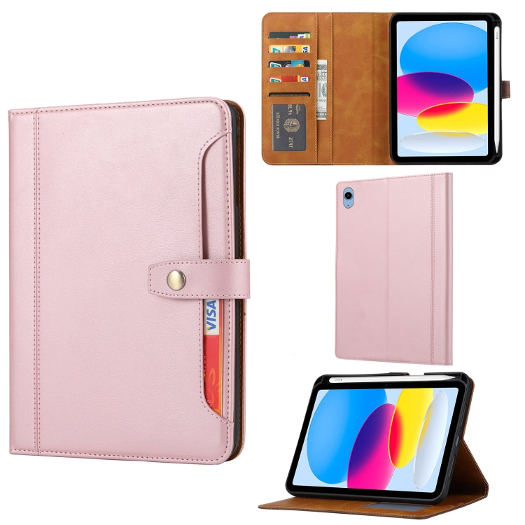 Calf Texture Double Fold Leather Smart Tablet Case, For iPad 10th Gen 10.9 2022