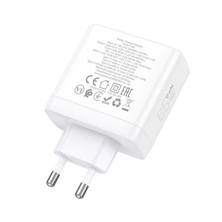 hoco N30 Glory PD 65W USB+ Dual USB-C/Type-C Interface Fast Charge Charger, USB+ Dual Type-C Charger