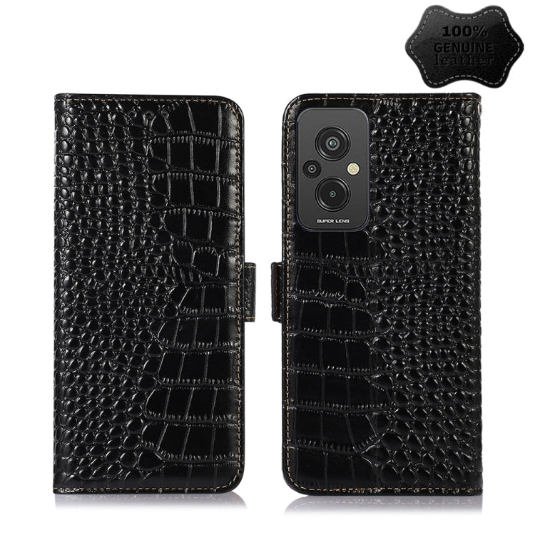 Magnetic Crocodile Texture Genuine Leather RFID Phone Case