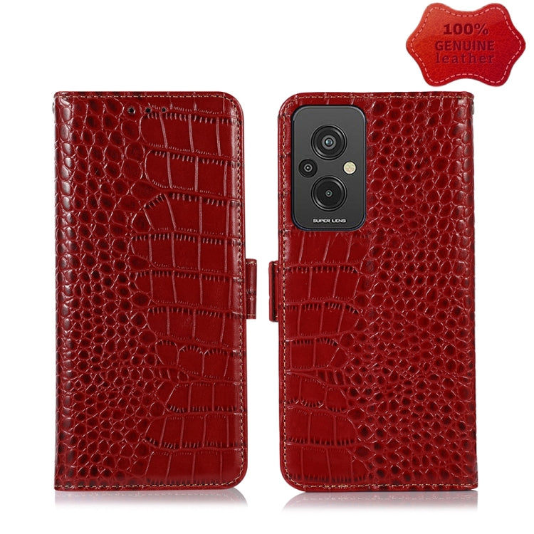 Magnetic Crocodile Texture Genuine Leather RFID Phone Case