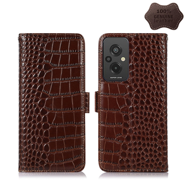 Magnetic Crocodile Texture Genuine Leather RFID Phone Case