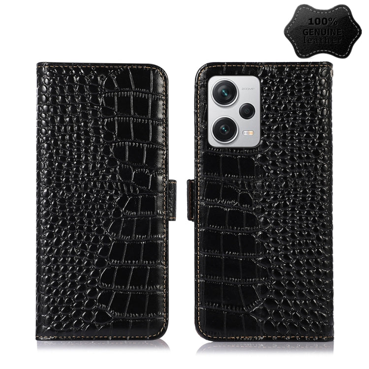 Magnetic Crocodile Texture Genuine Leather RFID Phone Case