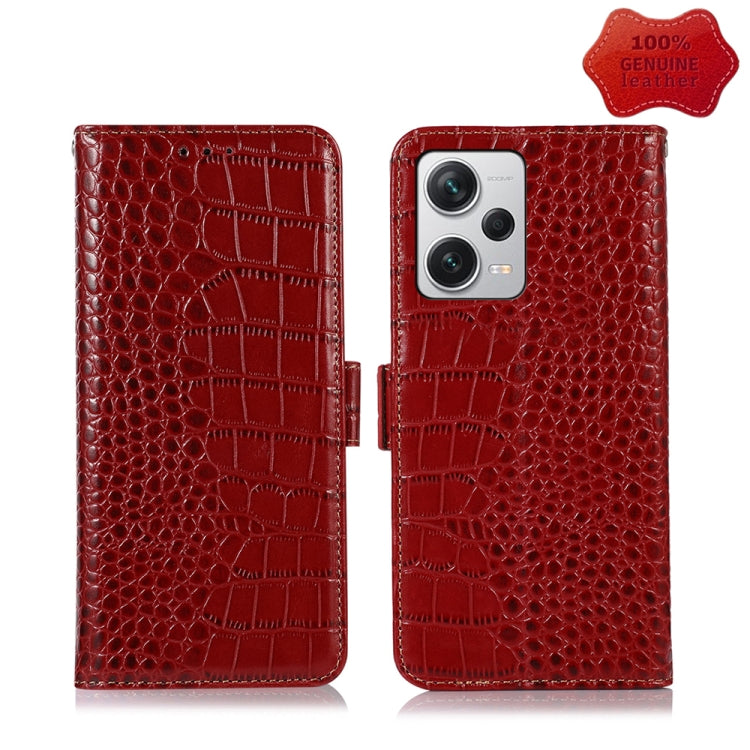 Magnetic Crocodile Texture Genuine Leather RFID Phone Case