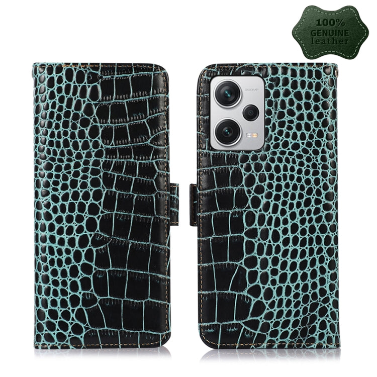 Magnetic Crocodile Texture Genuine Leather RFID Phone Case