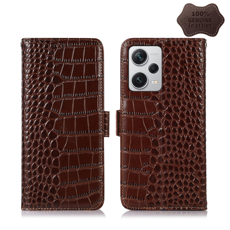 Magnetic Crocodile Texture Genuine Leather RFID Phone Case