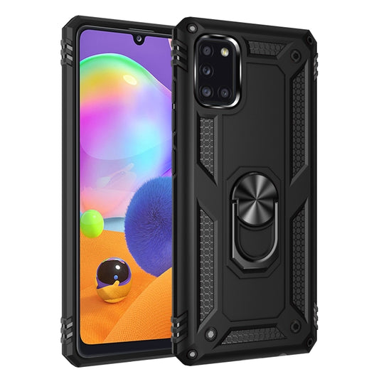 Shockproof Galaxy A31 case with 360 rotating holder, TPU and PC hybrid protection