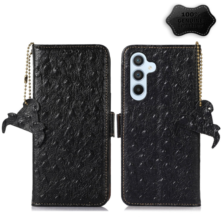 Ostrich Pattern Genuine Leather RFID Phone Case