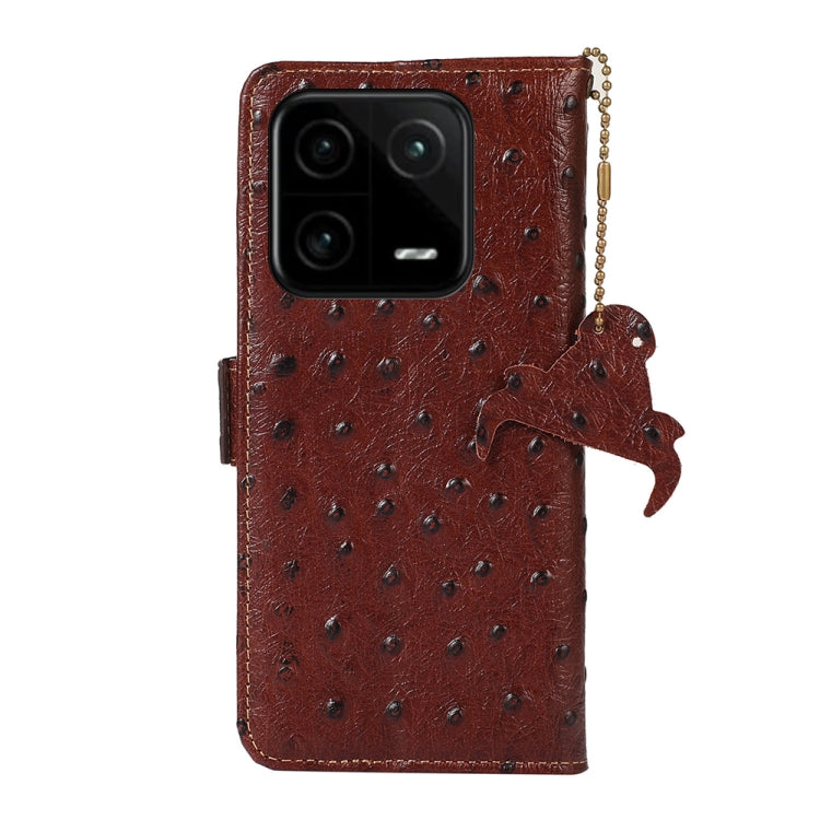 Ostrich Pattern Genuine Leather RFID Phone Case