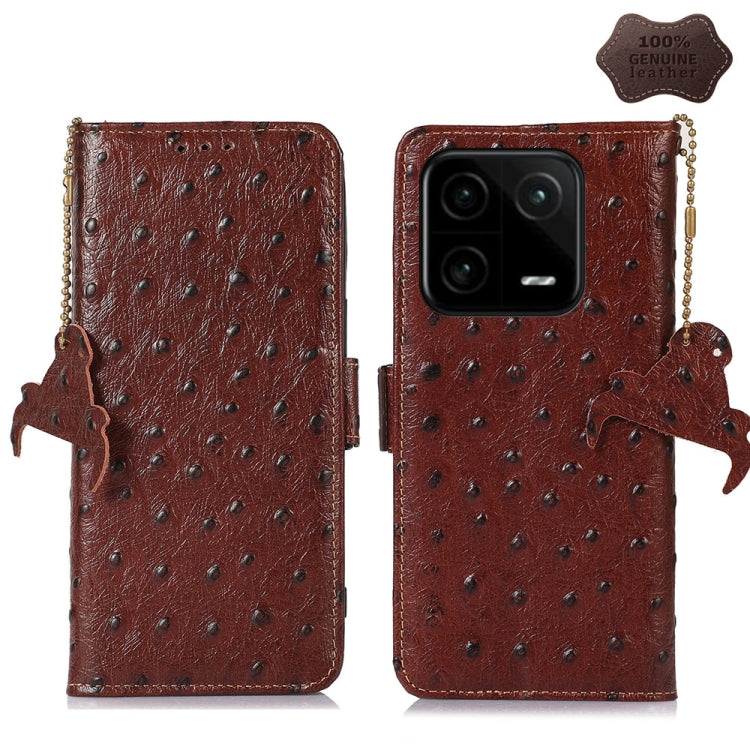 Ostrich Pattern Genuine Leather RFID Phone Case
