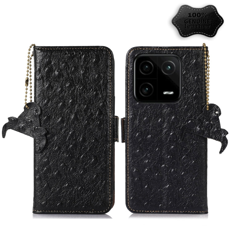 Ostrich Pattern Genuine Leather RFID Phone Case