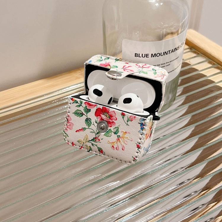 Étui pour écouteurs sans fil en cuir PU à motif floral blanc, pour AirPods Pro 2, AirPods 3, AirPods Pro, AirPods 1/2