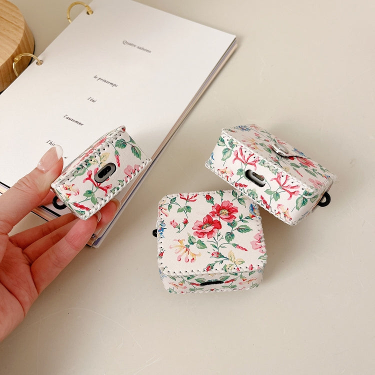 Étui pour écouteurs sans fil en cuir PU à motif floral blanc, pour AirPods Pro 2, AirPods 3, AirPods Pro, AirPods 1/2
