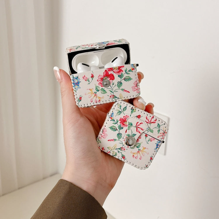 Étui pour écouteurs sans fil en cuir PU à motif floral blanc, pour AirPods Pro 2, AirPods 3, AirPods Pro, AirPods 1/2