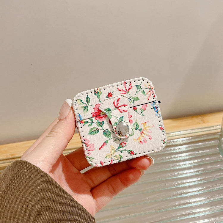 Étui pour écouteurs sans fil en cuir PU à motif floral blanc, pour AirPods Pro 2, AirPods 3, AirPods Pro, AirPods 1/2