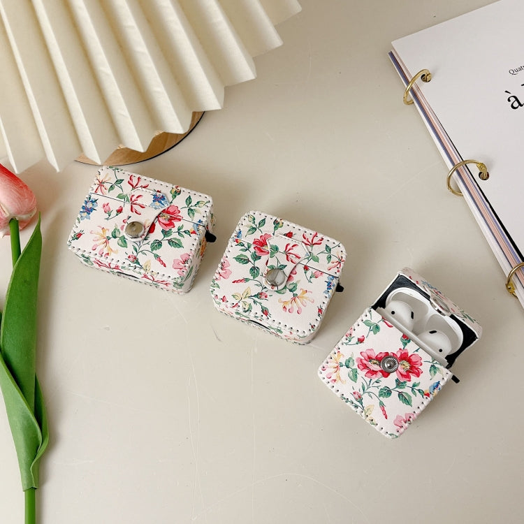 Étui pour écouteurs sans fil en cuir PU à motif floral blanc, pour AirPods Pro 2, AirPods 3, AirPods Pro, AirPods 1/2