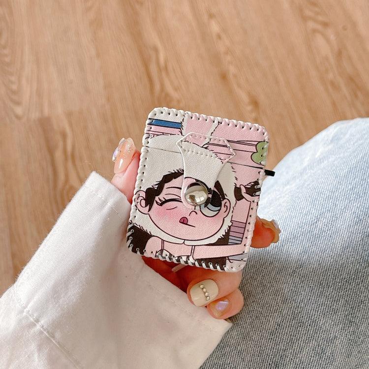 Wearing Hat Girl Pattern PU Leather Wireless Earphone Case, For AirPods Pro, For AirPods Pro 2, For AirPods 1/2, For AirPods 3