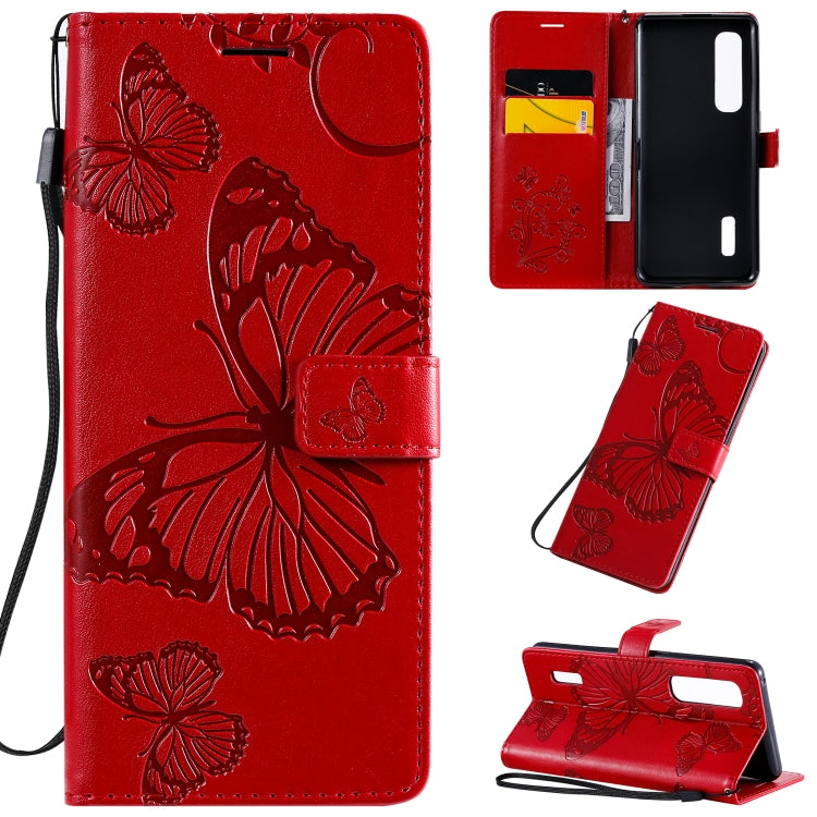 3D Butterflies Embossing Pattern Horizontal Flip Leather Case with Holder & Card Slot & Wallet & Lanyard, For OPPO Find X2 Pro, For OPPO Find X2, For OPPO Realme 6 Pro