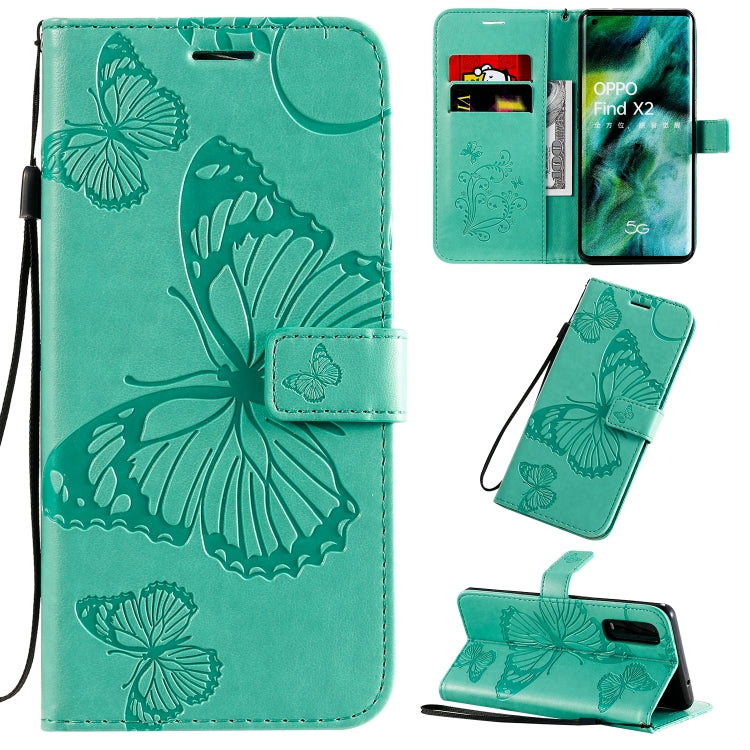 3D Butterflies Embossing Pattern Horizontal Flip Leather Case with Holder & Card Slot & Wallet & Lanyard, For OPPO Find X2 Pro, For OPPO Find X2, For OPPO Realme 6 Pro