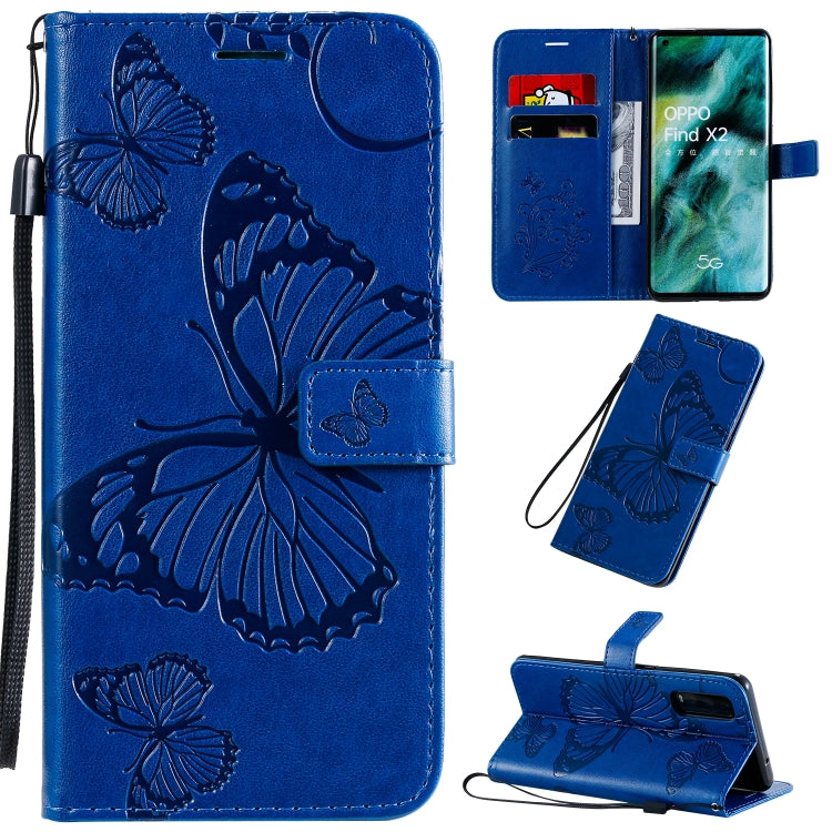 3D Butterflies Embossing Pattern Horizontal Flip Leather Case with Holder & Card Slot & Wallet & Lanyard, For OPPO Find X2 Pro, For OPPO Find X2, For OPPO Realme 6 Pro