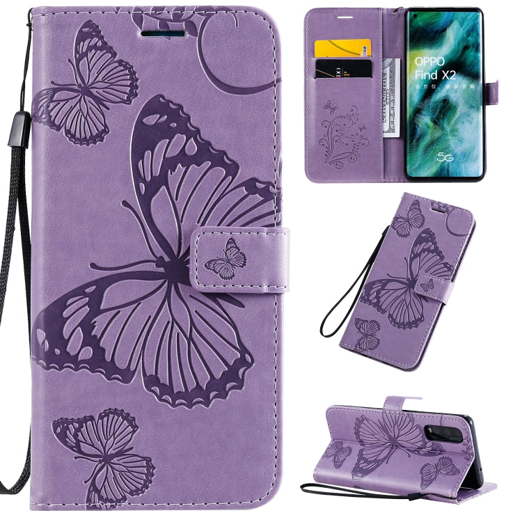 3D Butterflies Embossing Pattern Horizontal Flip Leather Case with Holder & Card Slot & Wallet & Lanyard, For OPPO Find X2 Pro, For OPPO Find X2, For OPPO Realme 6 Pro