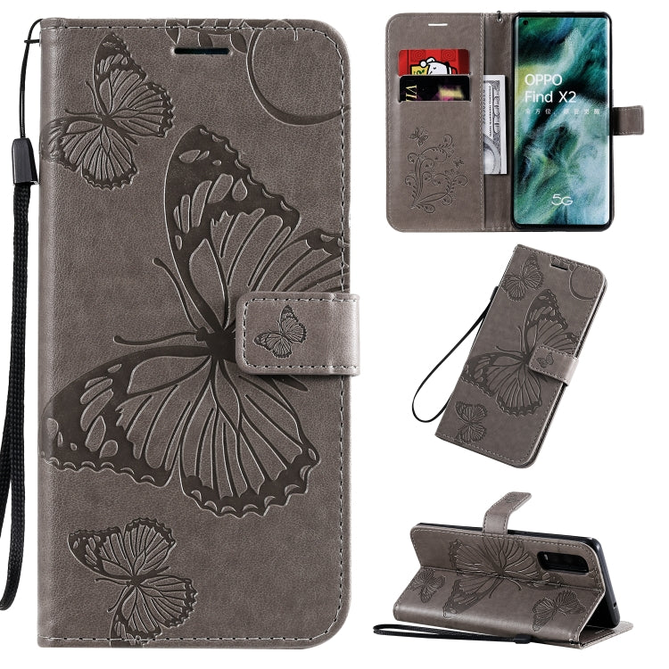 3D Butterflies Embossing Pattern Horizontal Flip Leather Case with Holder & Card Slot & Wallet & Lanyard, For OPPO Find X2 Pro, For OPPO Find X2, For OPPO Realme 6 Pro
