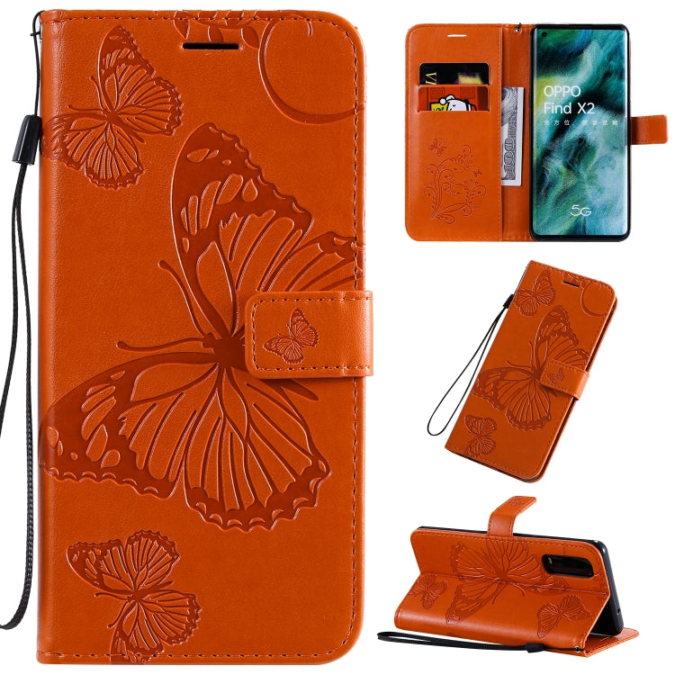 3D Butterflies Embossing Pattern Horizontal Flip Leather Case with Holder & Card Slot & Wallet & Lanyard, For OPPO Find X2 Pro, For OPPO Find X2, For OPPO Realme 6 Pro