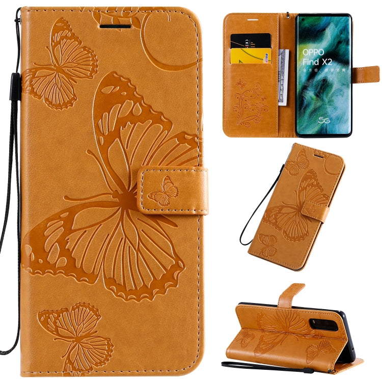 3D Butterflies Embossing Pattern Horizontal Flip Leather Case with Holder & Card Slot & Wallet & Lanyard, For OPPO Find X2 Pro, For OPPO Find X2, For OPPO Realme 6 Pro