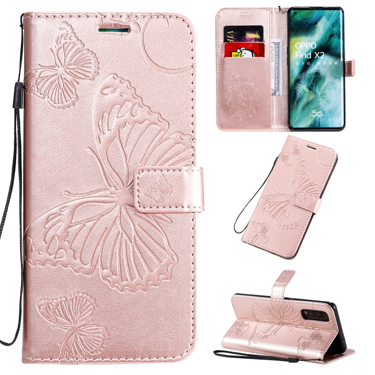 3D Butterflies Embossing Pattern Horizontal Flip Leather Case with Holder & Card Slot & Wallet & Lanyard, For OPPO Find X2 Pro, For OPPO Find X2, For OPPO Realme 6 Pro