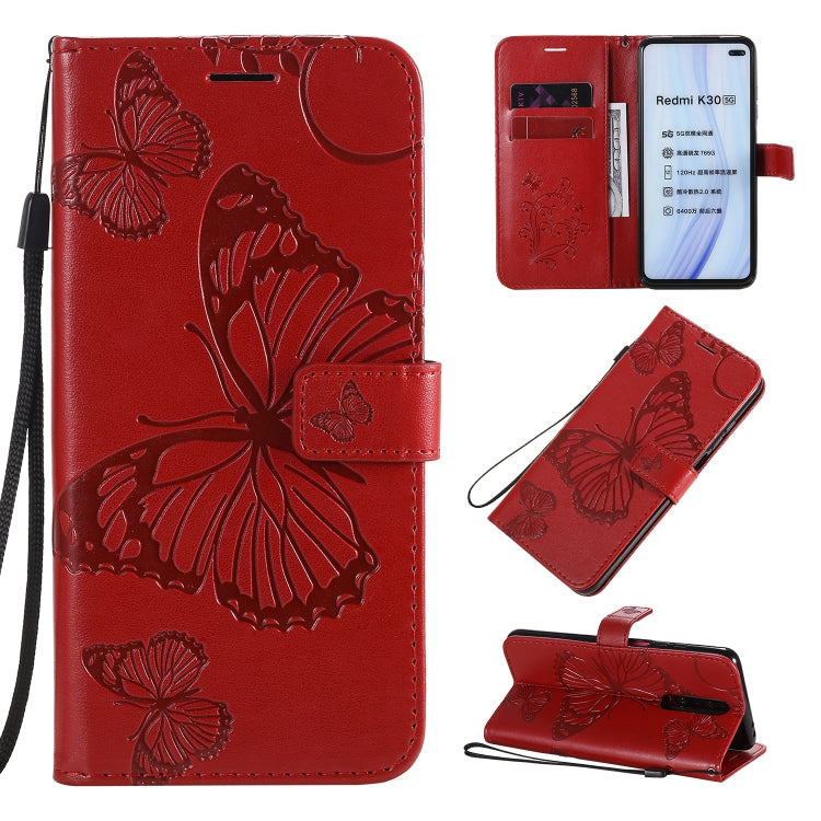 3D Butterflies Embossing Pattern Horizontal Flip Leather Case with Holder & Card Slot & Wallet & Lanyard, For Xiaomi Redmi K30, For Huawei Enjoy 10e, For Galaxy A01