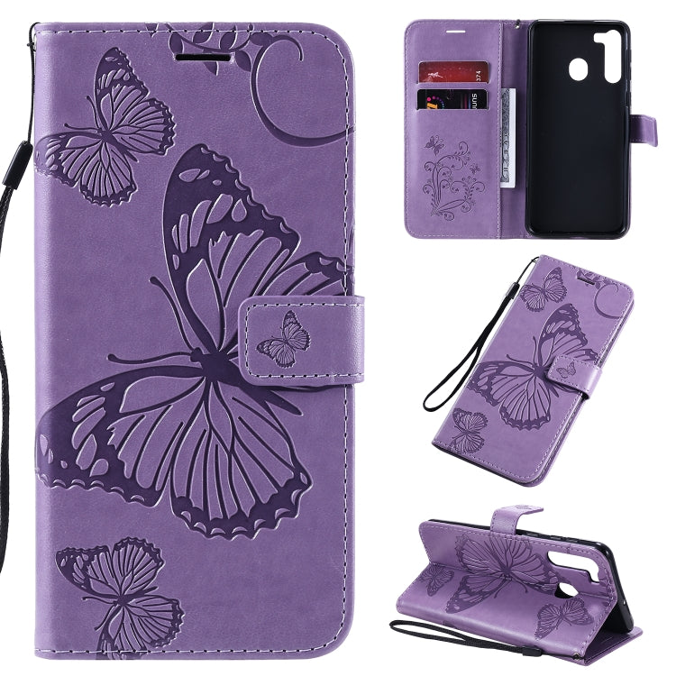 3D Butterflies Embossing Pattern Horizontal Flip Leather Case with Holder & Card Slot & Wallet & Lanyard, For Galaxy A21, For Galaxy A70e, For Galaxy A81 / M60s / Note10 Lite