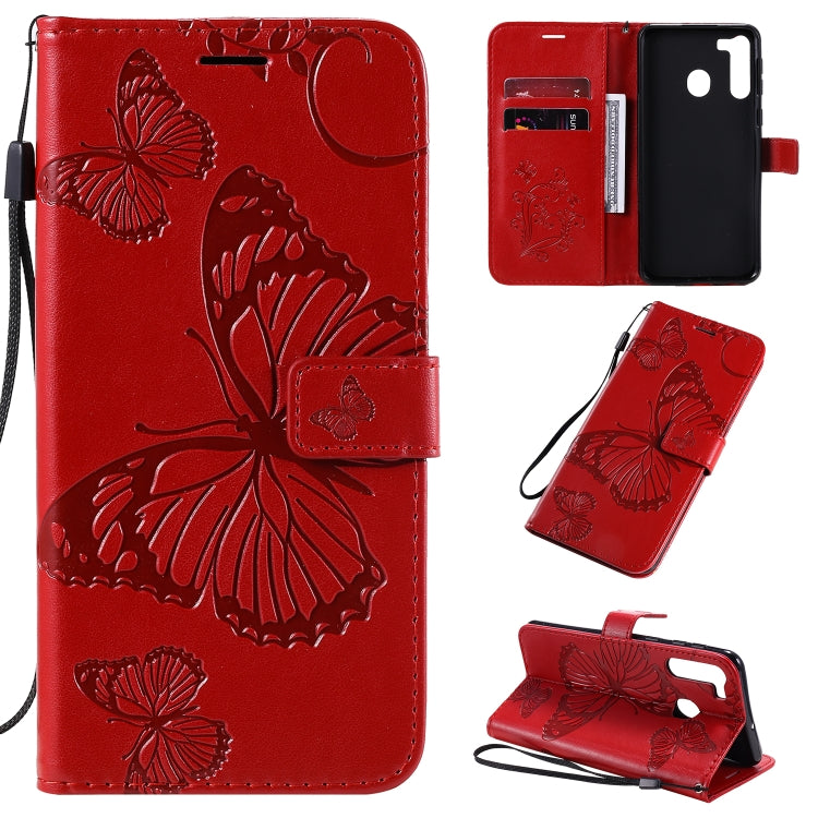 3D Butterflies Embossing Pattern Horizontal Flip Leather Case with Holder & Card Slot & Wallet & Lanyard, For Galaxy A21, For Galaxy A70e, For Galaxy A81 / M60s / Note10 Lite