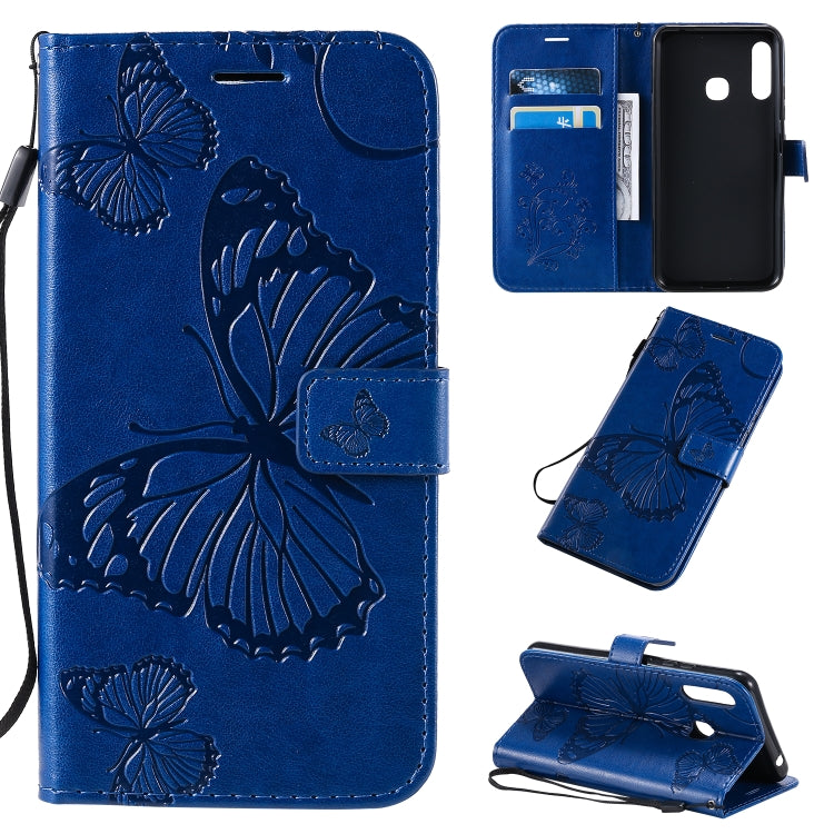 3D Butterflies Embossing Pattern Horizontal Flip Leather Case with Holder & Card Slot & Wallet & Lanyard, For Galaxy A21, For Galaxy A70e, For Galaxy A81 / M60s / Note10 Lite