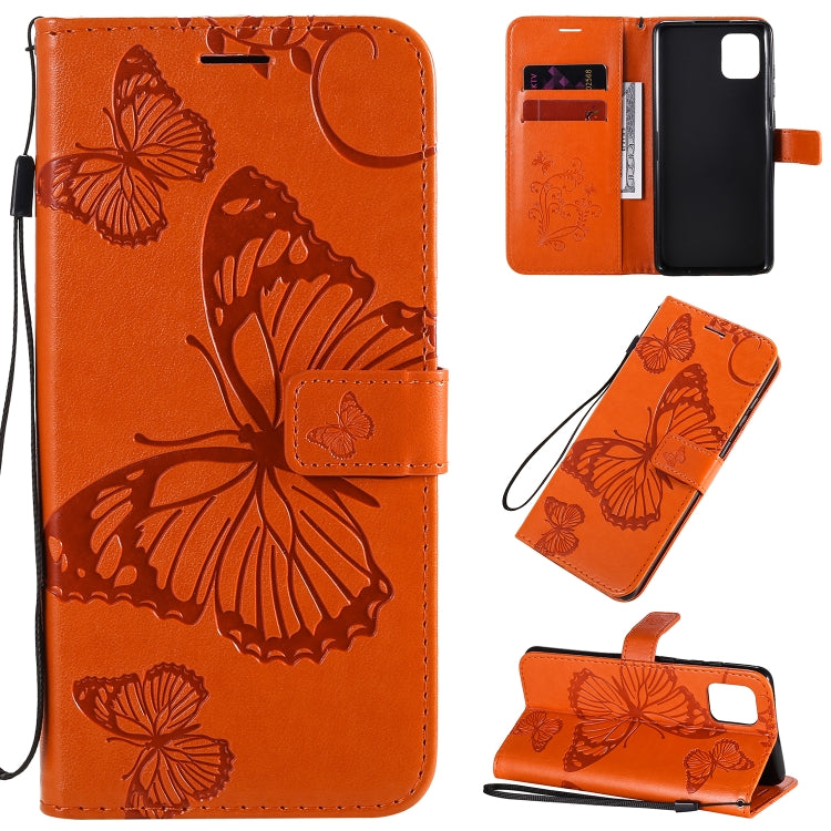 3D Butterflies Embossing Pattern Horizontal Flip Leather Case with Holder & Card Slot & Wallet & Lanyard, For Galaxy A21, For Galaxy A70e, For Galaxy A81 / M60s / Note10 Lite