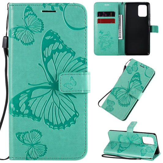 3D butterfly embossed leather flip case for Galaxy A91 M80s S10 Lite with card slots and lanyard