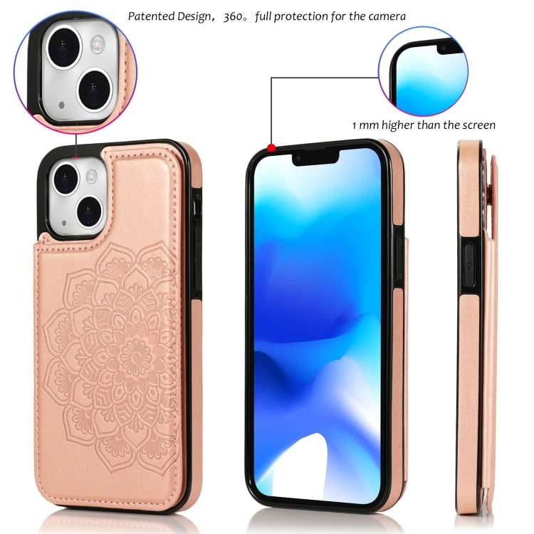 Double Buckle Mandala Leather Wallet Back Cover Phone Case