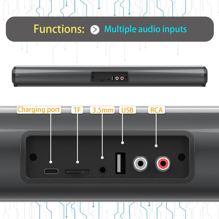 Barre de son TV Bluetooth 5.0 BS-10 avec télécommande, BS-10