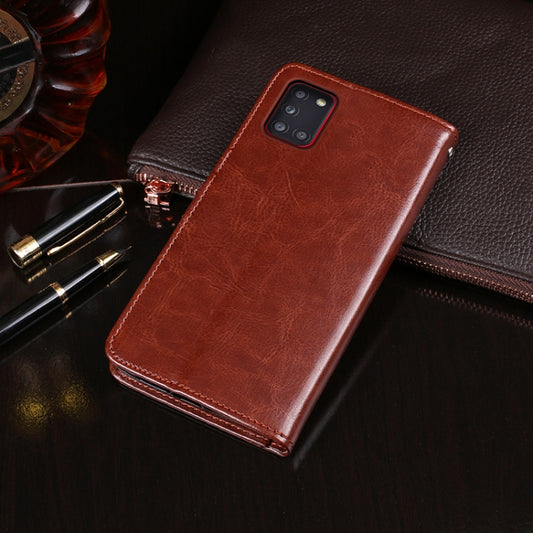 Textured crazy horse leather Galaxy M11 case with horizontal flip design