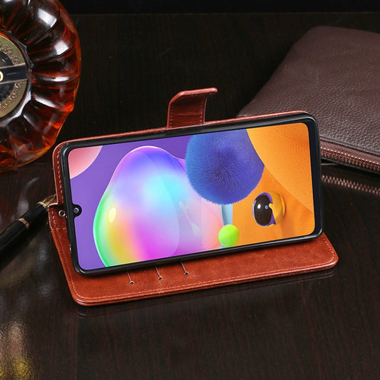 Crazy horse leather case for Galaxy M11 open position revealing card holders