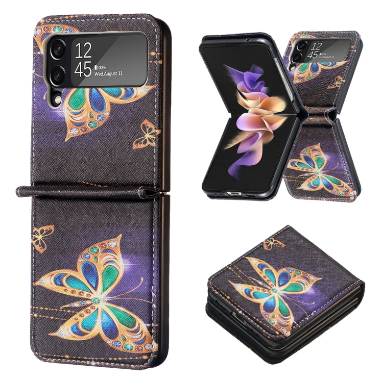 Colored Drawing Leather Phone Case, For Samsung Galaxy Z Flip5, For Samsung Galaxy Z Flip3 5G, For Samsung Galaxy Z Flip4